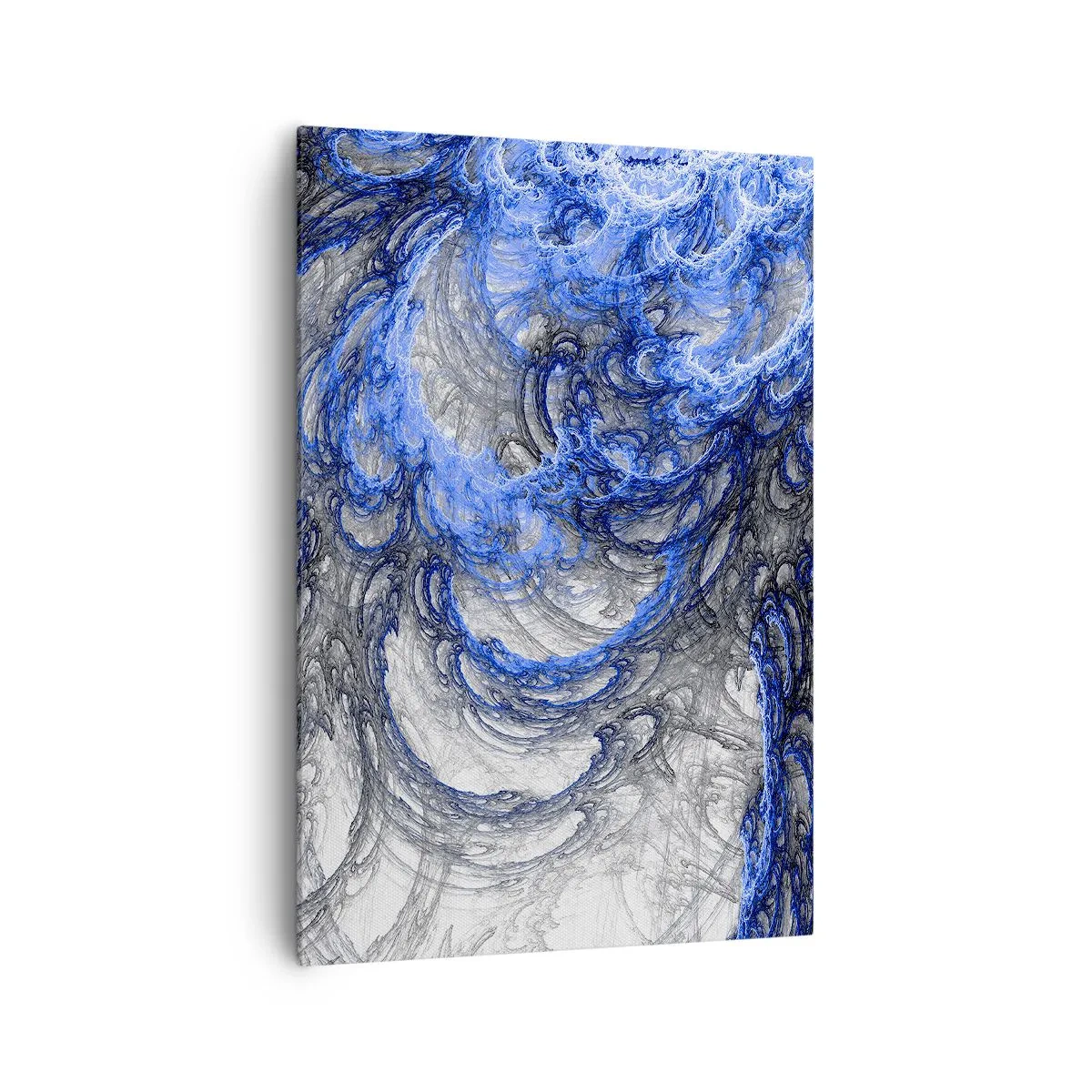 Bild auf Leinwand - Leinwandbild - Abstrakte Wellen in Blau- und Grautönen - 70x100cm - Die Geburt einer Welle - Moderne Wanddekoration für Wohnzimmer und Schlafzimmer ARTTOR