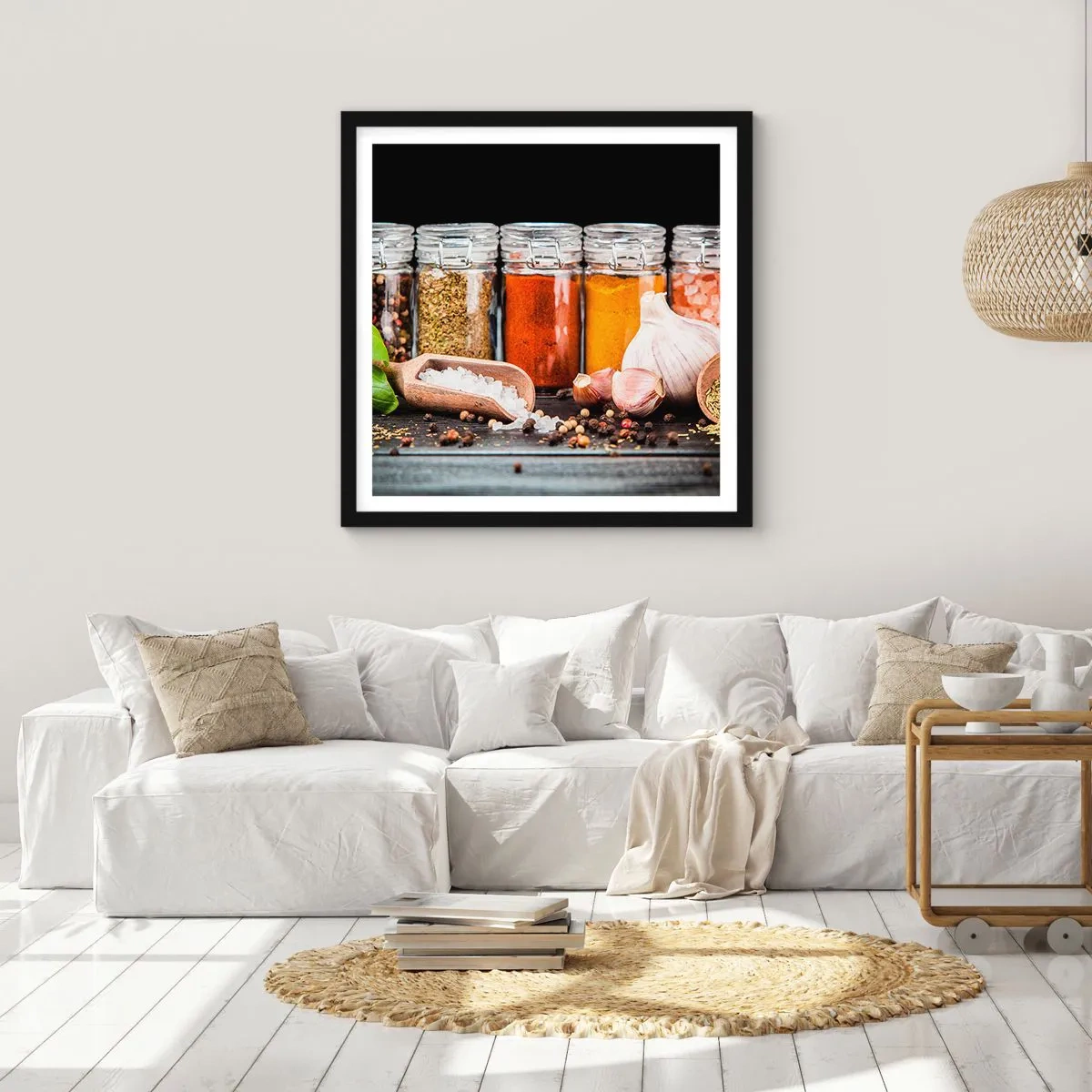Poster in einem schwarzem Rahmen - Für einen Geschmack des Lebens - 40x40 cm