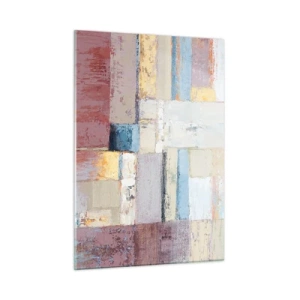 Glasbild - Bild auf glas - Abstrakte geometrische Komposition in Pastellfarben - 50x70cm - Ruhe der Geometrie - Moderne Wanddekoration für Wohnzimmer und Schlafzimmer ARTTOR
