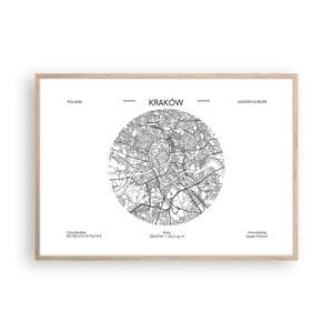 Poster in einem Rahmen aus heller Eiche - Anatomie von Krakau - 100x70 cm