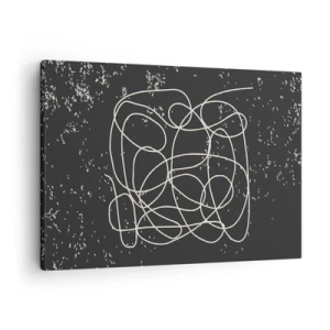 Bild auf Leinwand - Leinwandbild - Abstrakte Linie auf schwarzem Hintergrund mit feinen Details - 70x50cm - Wandernde, umherschweifende Gedanken - Moderne Wanddekoration für Wohnzimmer und Schlafzimmer ARTTOR