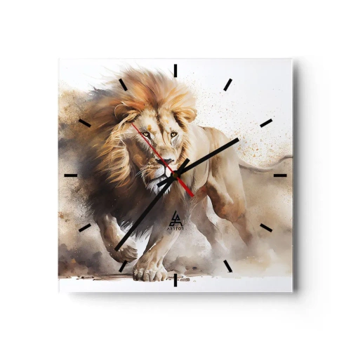 Wanduhr - Glasuhr - Der König zog um - 40x40 cm
