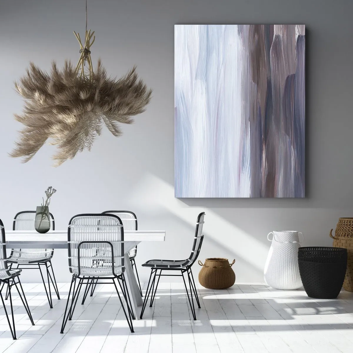 Bild auf Leinwand - Leinwandbild - Eine subtile Abstraktion mit zarten Strichen in Pastelltönen. - 50x70cm - Elemente: Wasser - Moderne Wanddekoration für Wohnzimmer und Schlafzimmer ARTTOR