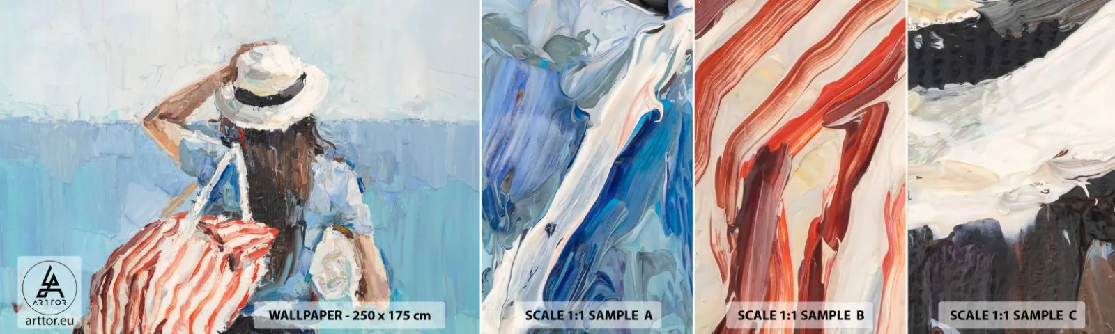 Fototapeten Muster Selbstklebend Deluxe Sticker - Willkommen in den Sommerferien - Strand, Frau, Nautisch - 100x30 cm