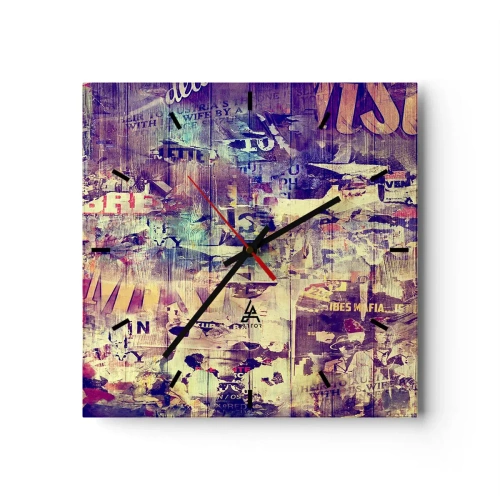 Wanduhr - Glasuhr - Bunte abstrakte Collage mit Text und Grafiken - 30x30cm - Und das ist alles, was es geben wird - Moderne Wanddekoration für Wohnzimmer und Schlafzimmer ARTTOR