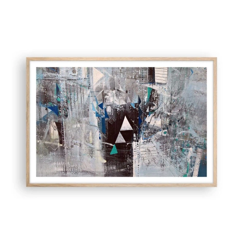 Poster in einem Rahmen aus heller Eiche - Überschreibende Reihenfolge der Dreiecke - 91x61 cm