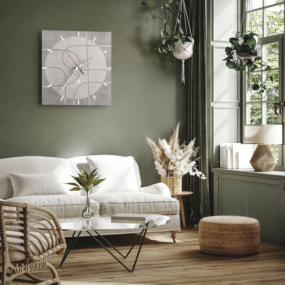 Wanduhr - Glasuhr - Kreisförmig und geradeaus - 30x30 cm