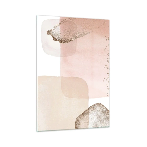 Glasbild - Bild auf glas - Eine abstrakte Komposition in Rosa-, Beige- und Goldtönen. - 50x70cm - Ein Blick durch die Farbe - Moderne Wanddekoration für Wohnzimmer und Schlafzimmer ARTTOR