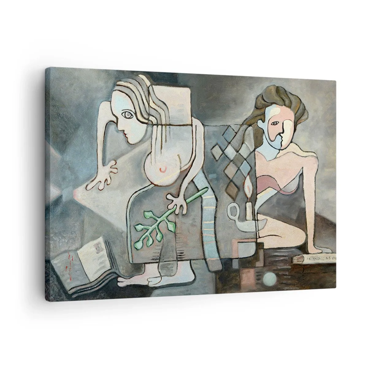Bild auf Leinwand - Leinwandbild - Abstrakte Figuren in einer symbolischen Komposition mit tiefer Bedeutung - 70x50cm - Mosaik aus Geist und Materie - Moderne Wanddekoration für Wohnzimmer und Schlafzimmer ARTTOR