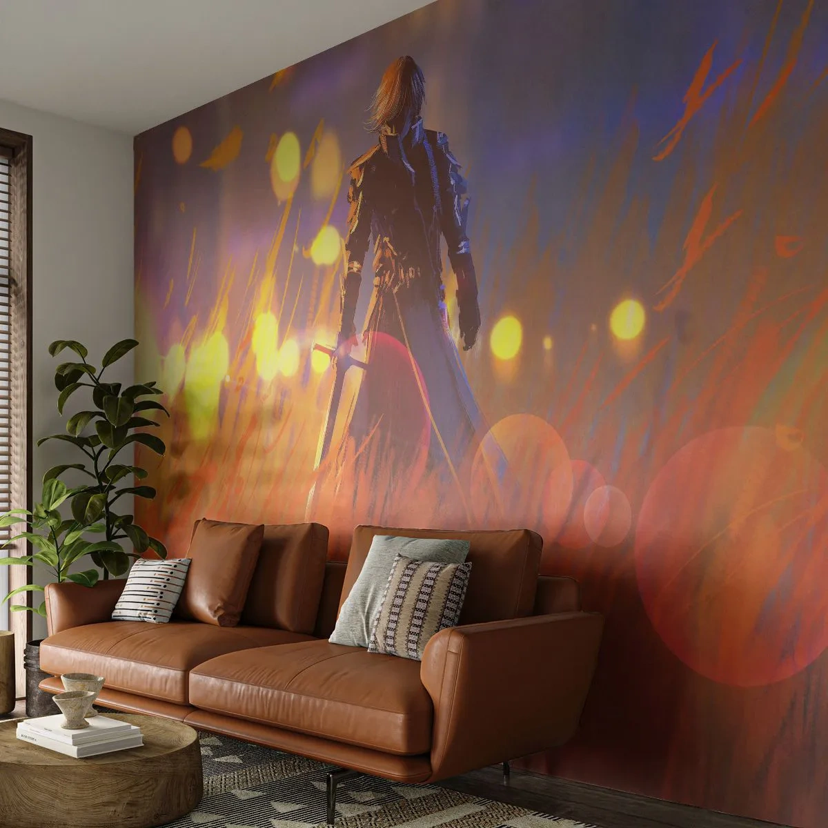 Fototapete Premium Canvas - Fahrender Ritter - Abstraktion, Fantasie, Krieger - 300x210 cm