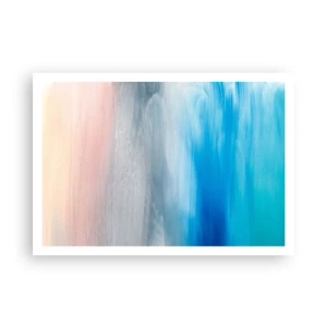 Poster - Abstrakte Pinselstriche in Blau- und Rosatönen - 100x70cm - Elemente: Luft - Moderne Wanddekoration für Wohnzimmer und Schlafzimmer ARTTOR