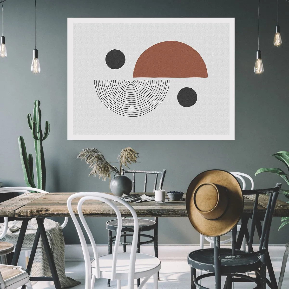 Poster - Geometrische Formen in Braun- und Schwarztönen - 100x70cm - Perfektion des Rades - Moderne Wanddekoration für Wohnzimmer und Schlafzimmer ARTTOR