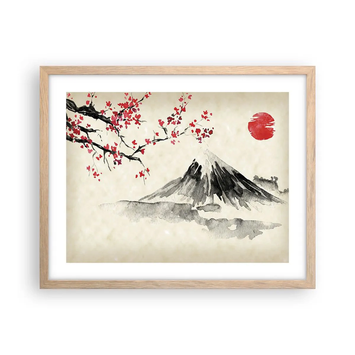 Poster in einem Rahmen aus heller Eiche - Liebe Japan - 50x40 cm