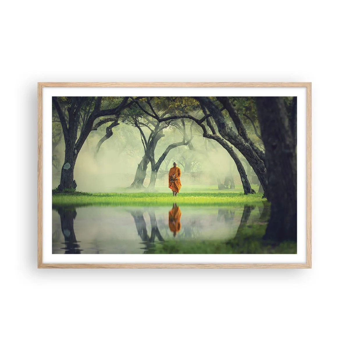 Poster in einem Rahmen aus heller Eiche - Auf dem Weg zur Erleuchtung - 91x61 cm