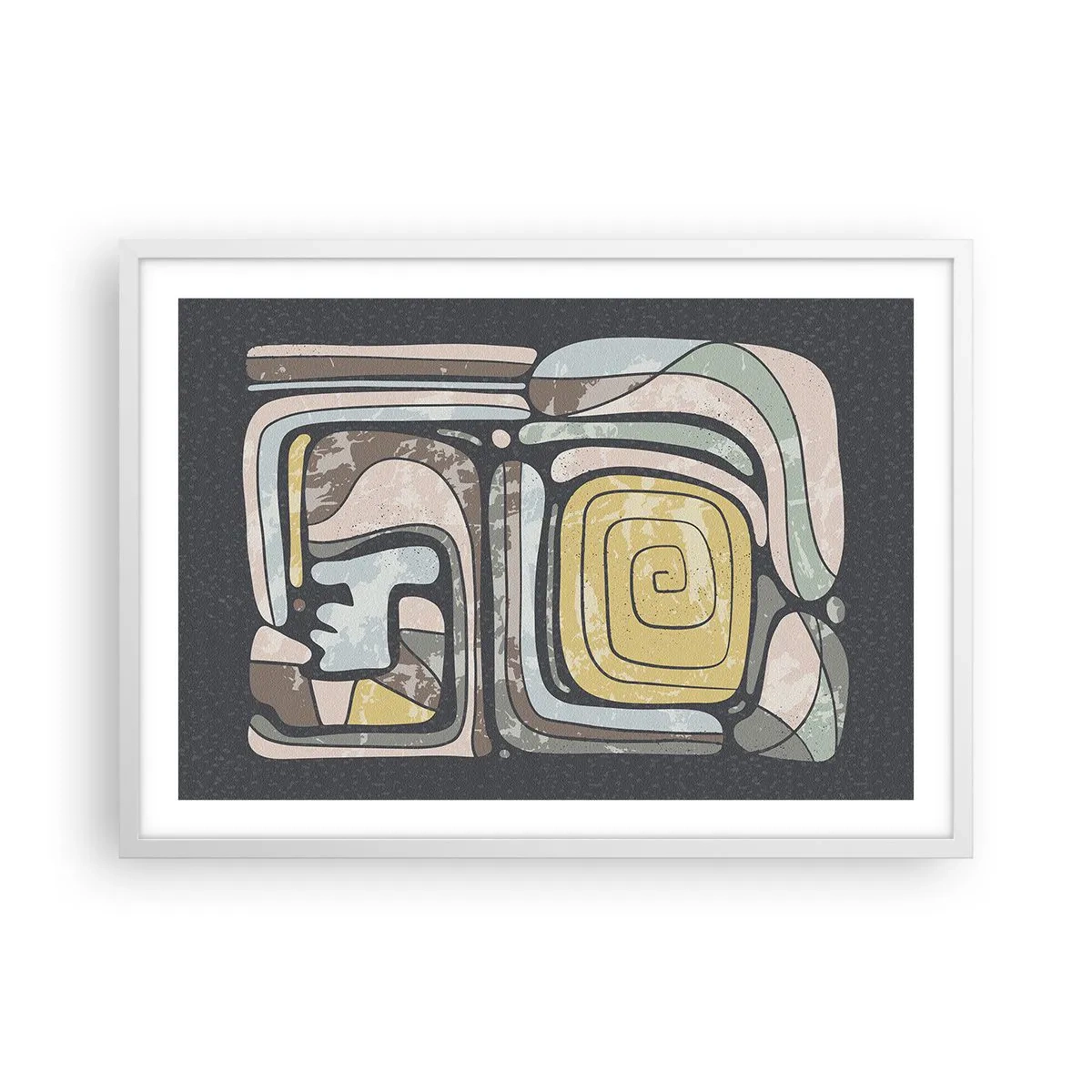 Poster in einem weißen Rahmen - Abstraktion im präkolumbianischen Geist - 70x50 cm