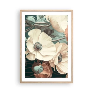 Poster in einem Rahmen aus heller Eiche - Flüstern von Mohnblumen - 50x70 cm