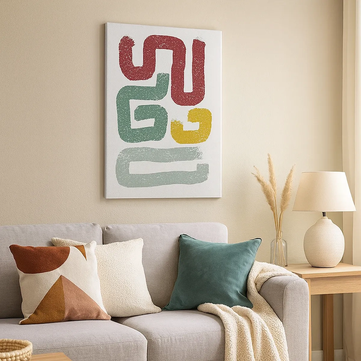 Bild auf Leinwand - Leinwandbild - Bunte geometrische Muster im abstrakten Stil - 50x70cm - In einer unbekannten Sprache - Moderne Wanddekoration für Wohnzimmer und Schlafzimmer ARTTOR