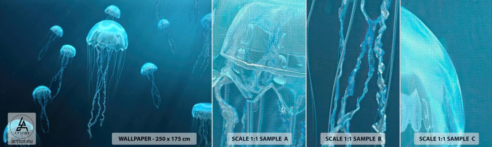 Fototapeten Muster Premium Canvas - Ozeantanz - Qualle, Ozean, Wasser - 100x30 cm