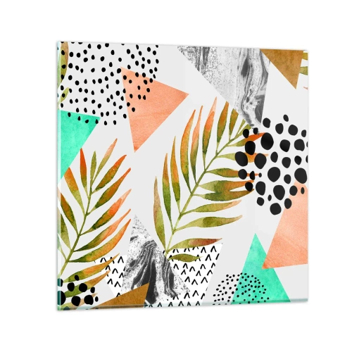 Glasbild - Bild auf glas - Dekoration mit Palmblatt - 70x70 cm