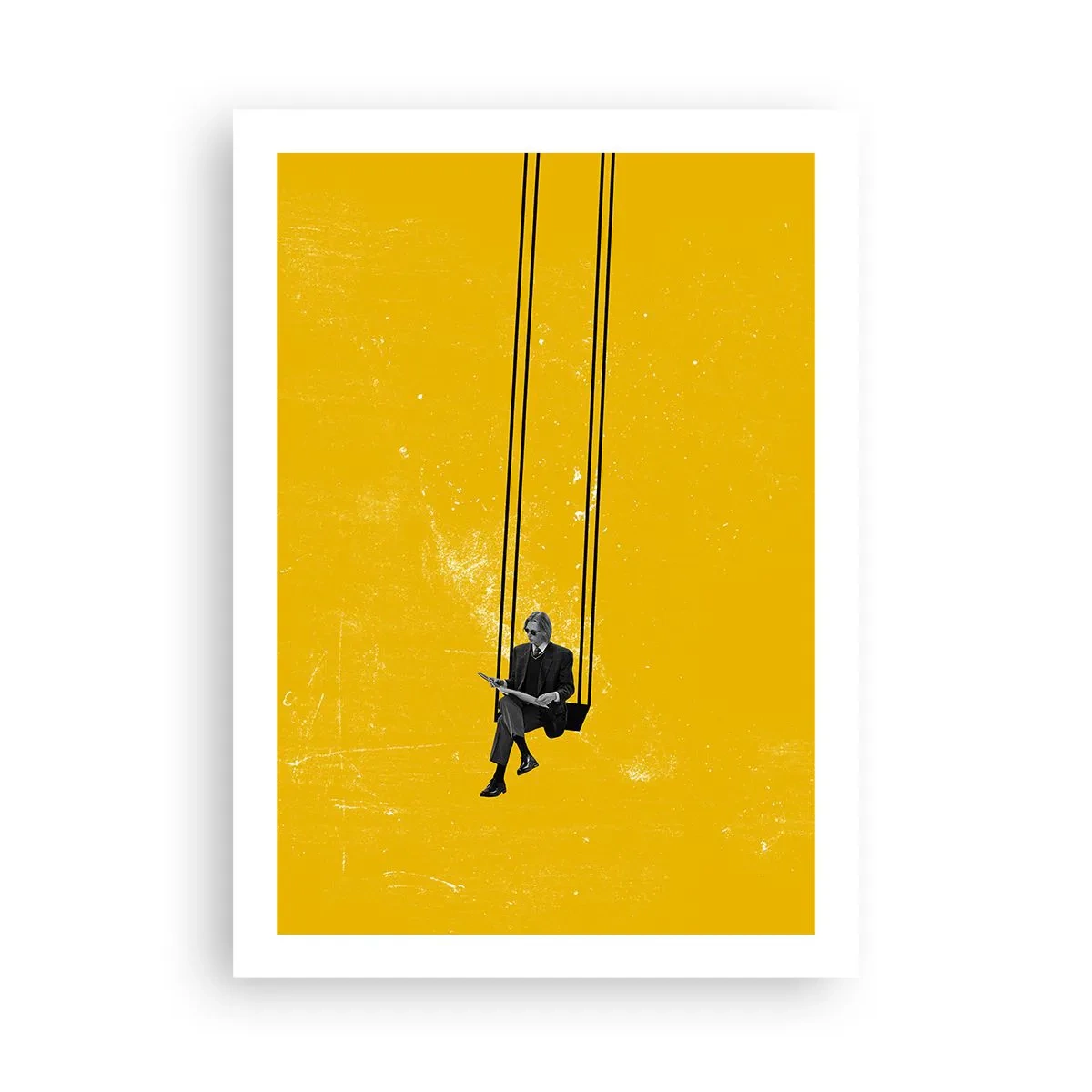 Poster - Minimalistische Grafik mit einer Figur auf einer Schaukel - 50x70cm - Tag wie jeder andere - Moderne Wanddekoration für Wohnzimmer und Schlafzimmer ARTTOR