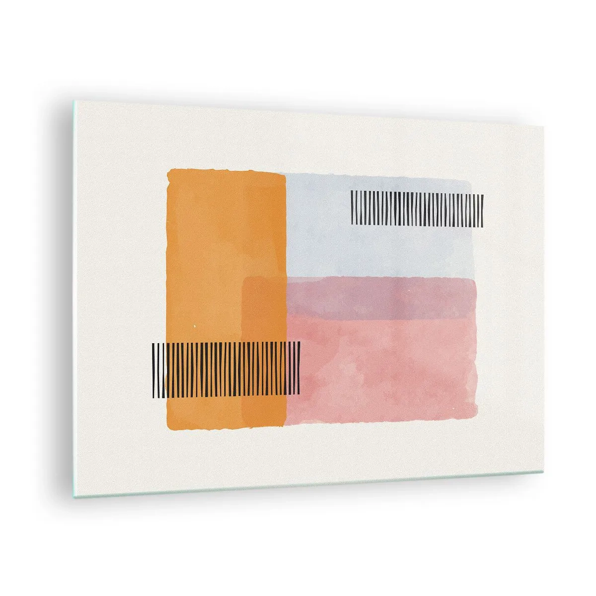 Glasbild - Bild auf glas - Abstrakte Rechtecke mit Linien im minimalistischen Stil - 70x50cm - Von Ecke zu Ecke - Moderne Wanddekoration für Wohnzimmer und Schlafzimmer ARTTOR