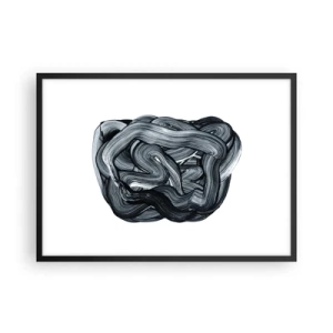 Poster in einem schwarzem Rahmen - Abstrakte Komposition in Grautönen - 70x50cm - Es ist nicht so einfach - Moderne Wanddekoration für Wohnzimmer und Schlafzimmer ARTTOR