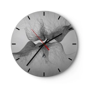Wanduhr - Glasuhr - Abstrakte Maschen bilden einen Kuss - 30x30cm - Kuss des Windes - Moderne Wanddekoration für Wohnzimmer, Küche und Schlafzimmer ARTTOR