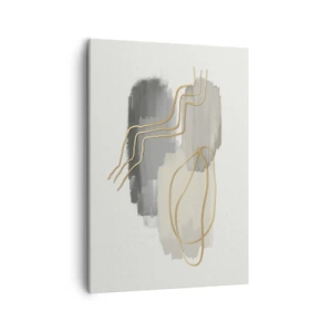 Bild auf Leinwand - Leinwandbild - Abstrakte goldene Linien auf grauem Hintergrund - 50x70cm - Dauer und Bewegung - Moderne Wanddekoration für Wohnzimmer und Schlafzimmer ARTTOR