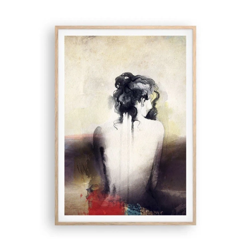 Poster in einem Rahmen aus heller Eiche - Glatte Linien, ovale Formen - 70x100 cm