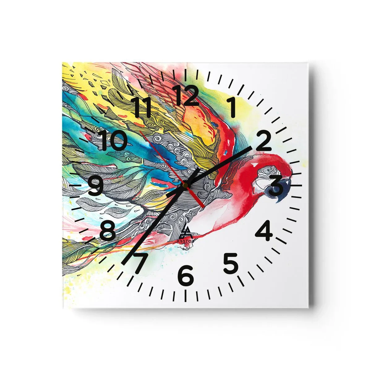 Wanduhr - Glasuhr - Leben Sie bunt - 30x30 cm
