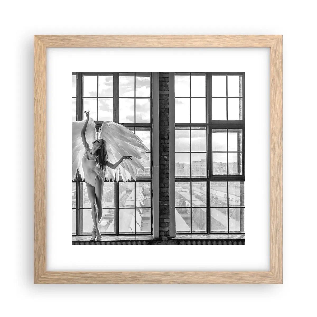 Poster in einem Rahmen aus heller Eiche - Stadt der Engel? - 30x30 cm