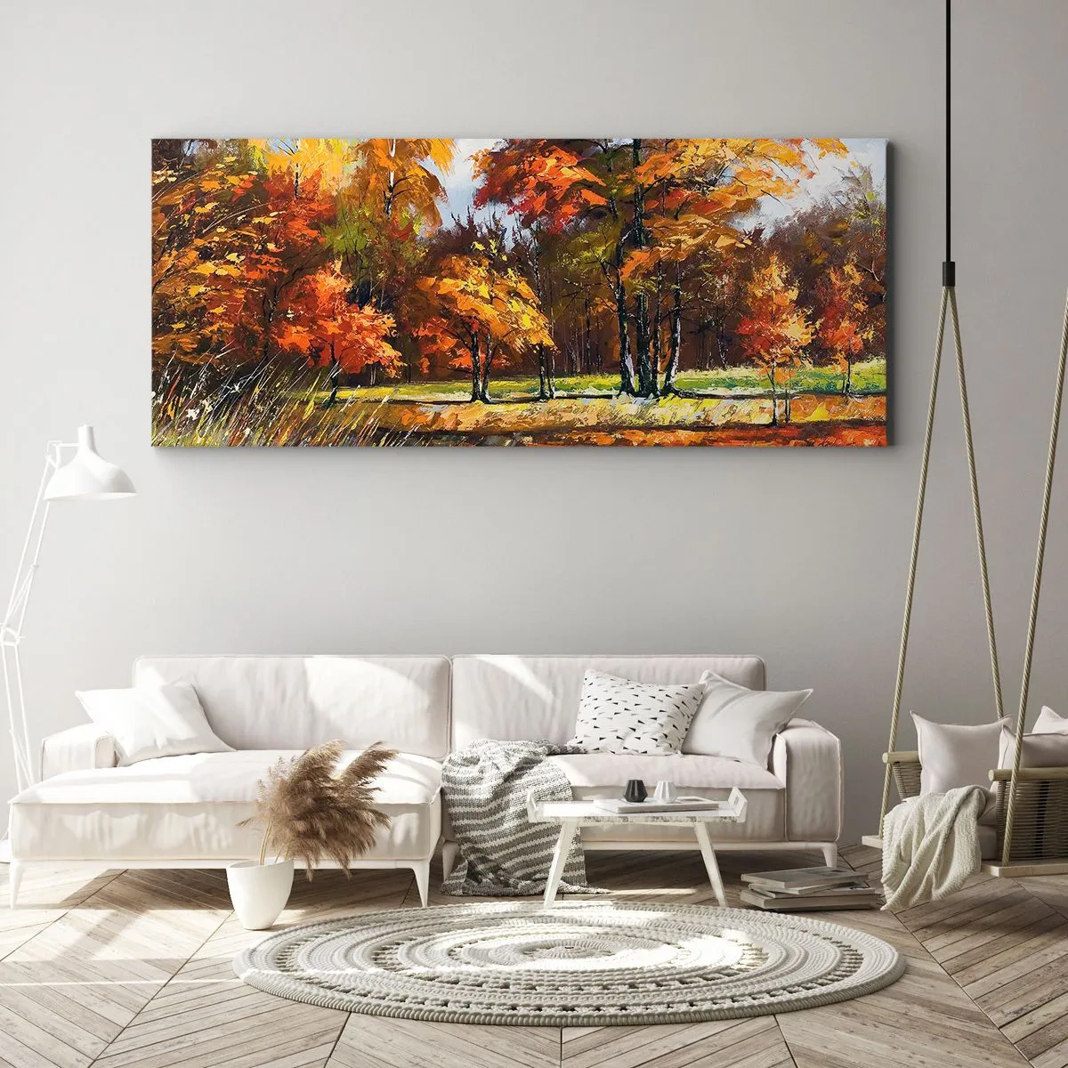 Bild auf Leinwand - Leinwandbild - Landschaft in Gold und Bronze - 90x30 cm