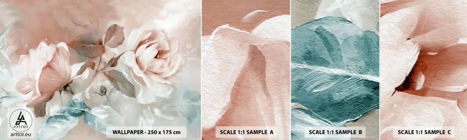 Fototapetenmuster Standard Eco - Geist der Romantik - Blumen, Romantisch, Rosen - 100x30 cm