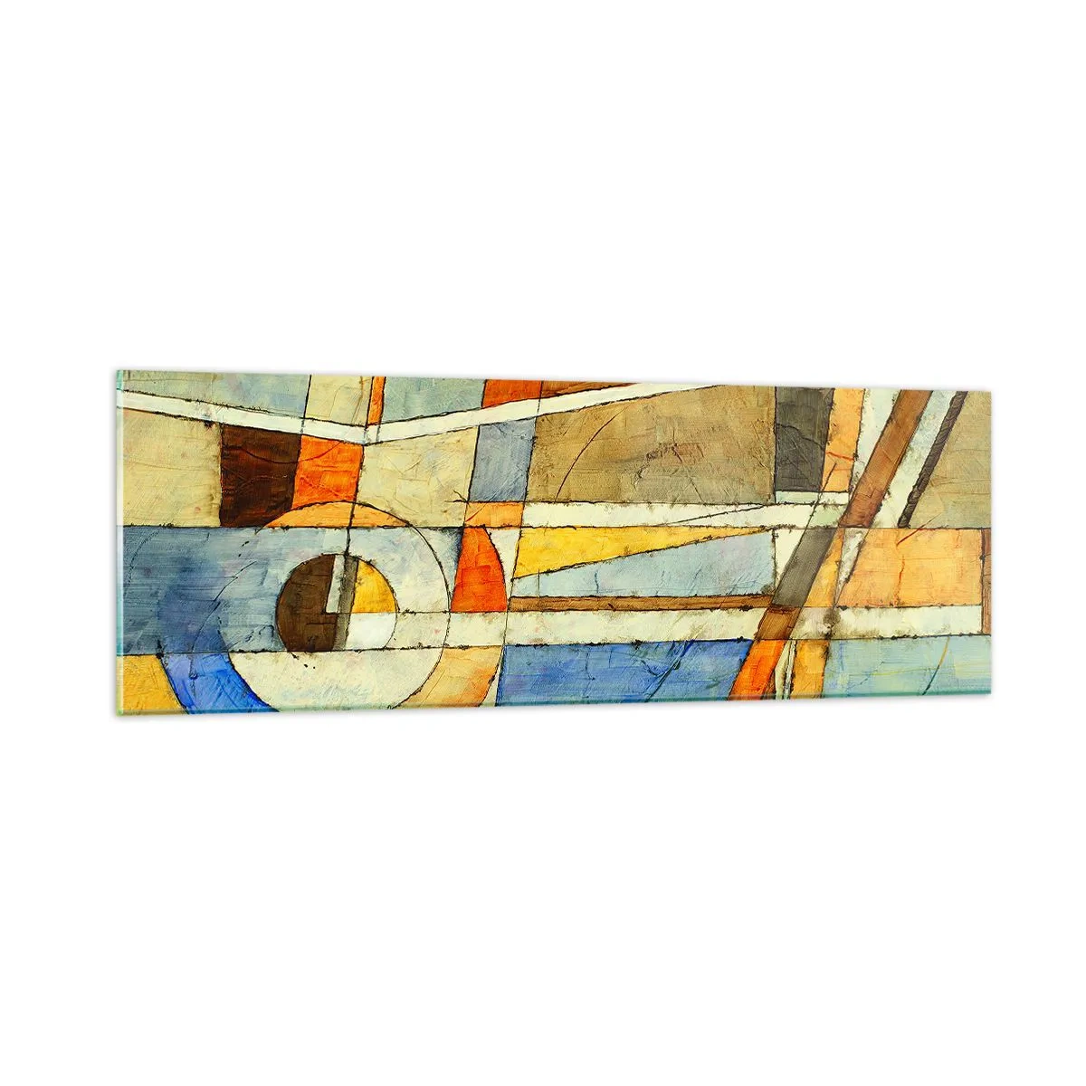 Glasbild - Bild auf glas - Kubismus auf der Baustelle - 90x30 cm