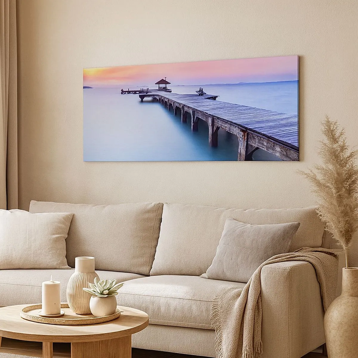Bild auf Leinwand - Leinwandbild - Ein Meer der Ruhe bis zum Horizont - 100x40 cm