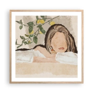 Poster in einem Rahmen aus heller Eiche - Südländische Schönheit - 60x60 cm