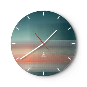 Wanduhr - Glasuhr - Eine verschwommene Abstraktion, die Lichtwellen in Farben ähnelt - 30x30cm - Abstraktion: Lichtwellen - Moderne Wanddekoration für Wohnzimmer, Küche und Schlafzimmer ARTTOR