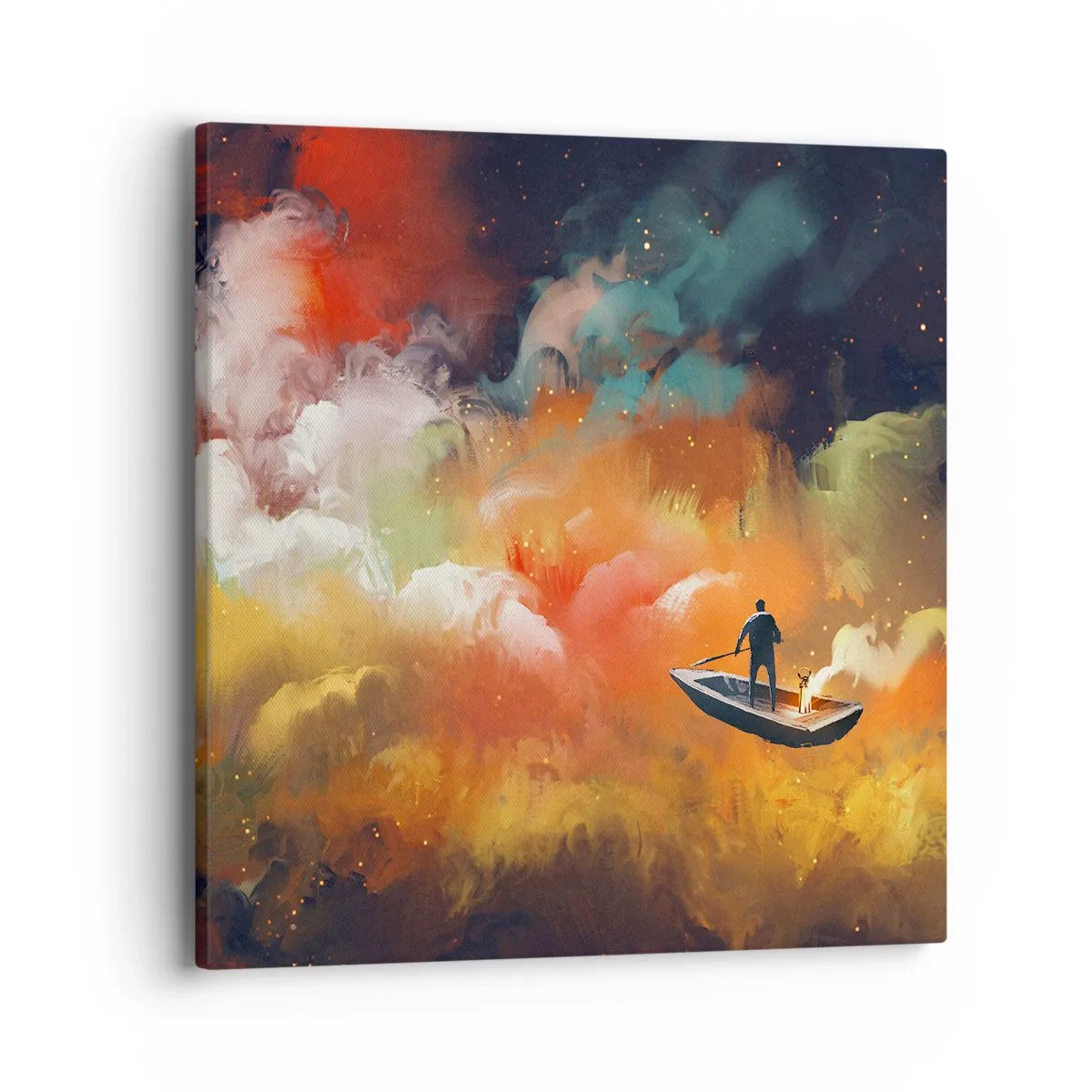 Bild auf Leinwand - Leinwandbild - Mit dem Boot durch die Galaxie - 40x40 cm