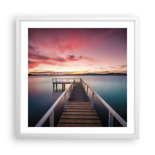 Poster in einem weißen Rahmen - Die sanfte Flamme des Abends - 50x50 cm