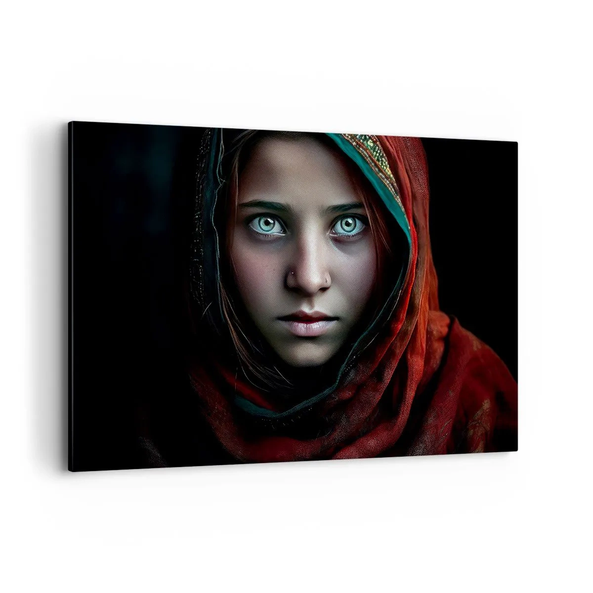 Bild auf Leinwand - Leinwandbild - Porträt einer Frau mit intensivem Blick in warmen Farben - 120x80cm - Prinzessin aus dem Osten - Moderne Wanddekoration für Wohnzimmer und Schlafzimmer ARTTOR