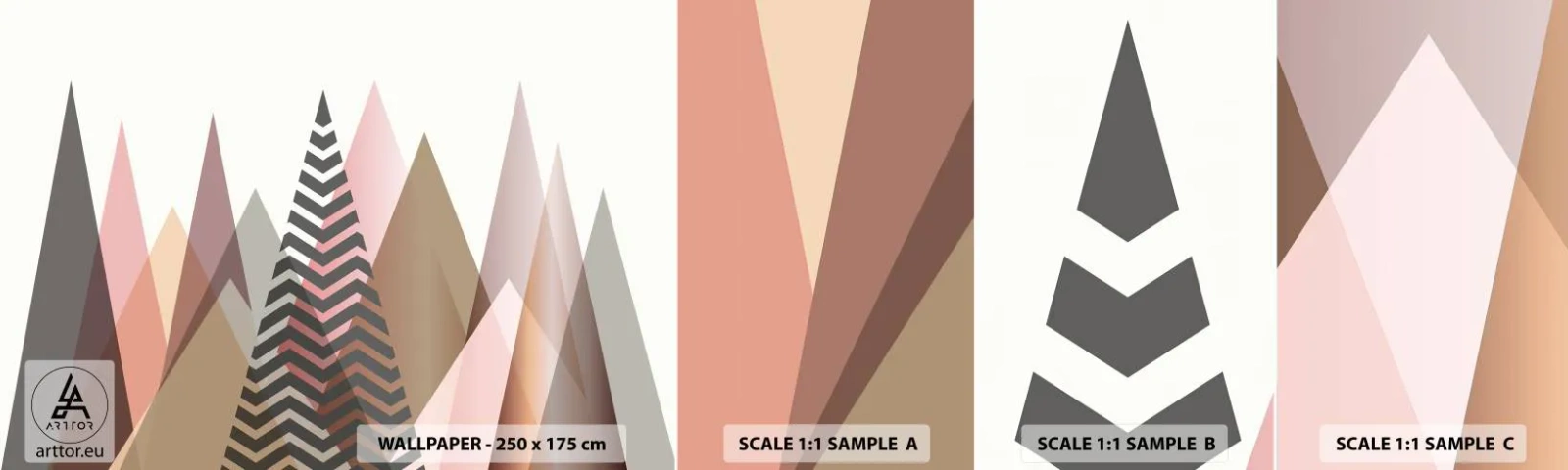 Fototapetenmuster Standard Eco - Pyramidale Aussicht - Abstraktion, Stück, Dreiecke - 100x30 cm