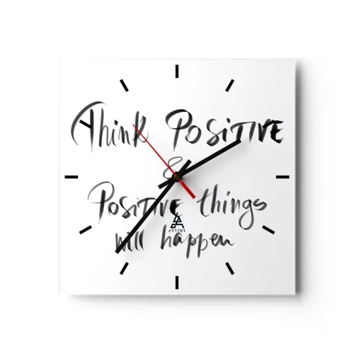 Wanduhr - Glasuhr - Inspirierender Schriftzug in Schwarz auf weißem Hintergrund - 30x30cm - Wie soll man leben? - Moderne Wanddekoration für Wohnzimmer und Schlafzimmer ARTTOR