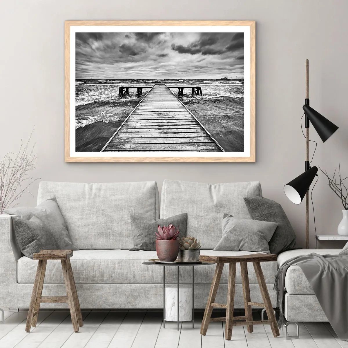 Poster in einem Rahmen aus heller Eiche - Ich warte darauf, dass der Wind wegjagt... - 91x61 cm