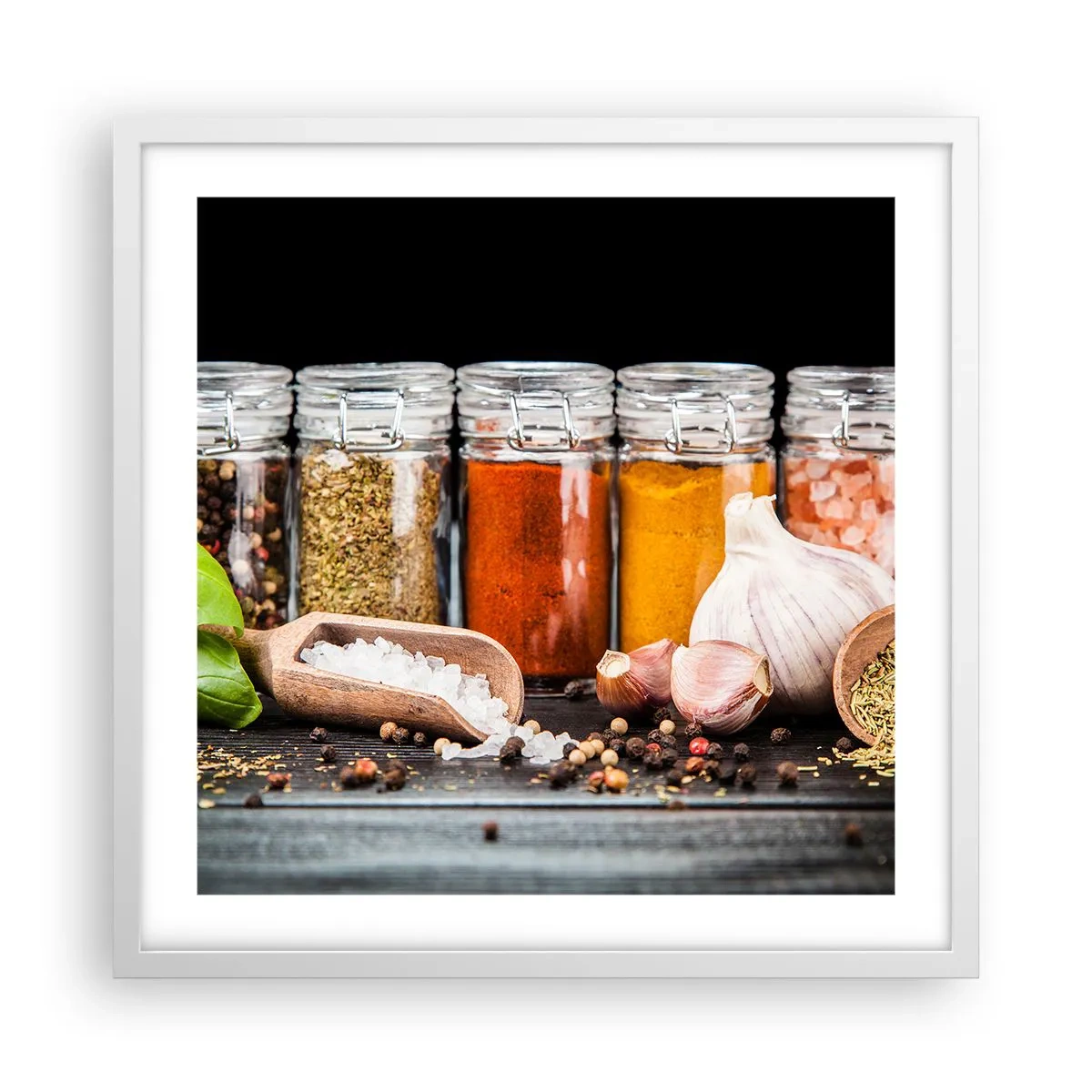 Poster in einem weißen Rahmen - Für einen Geschmack des Lebens - 50x50 cm