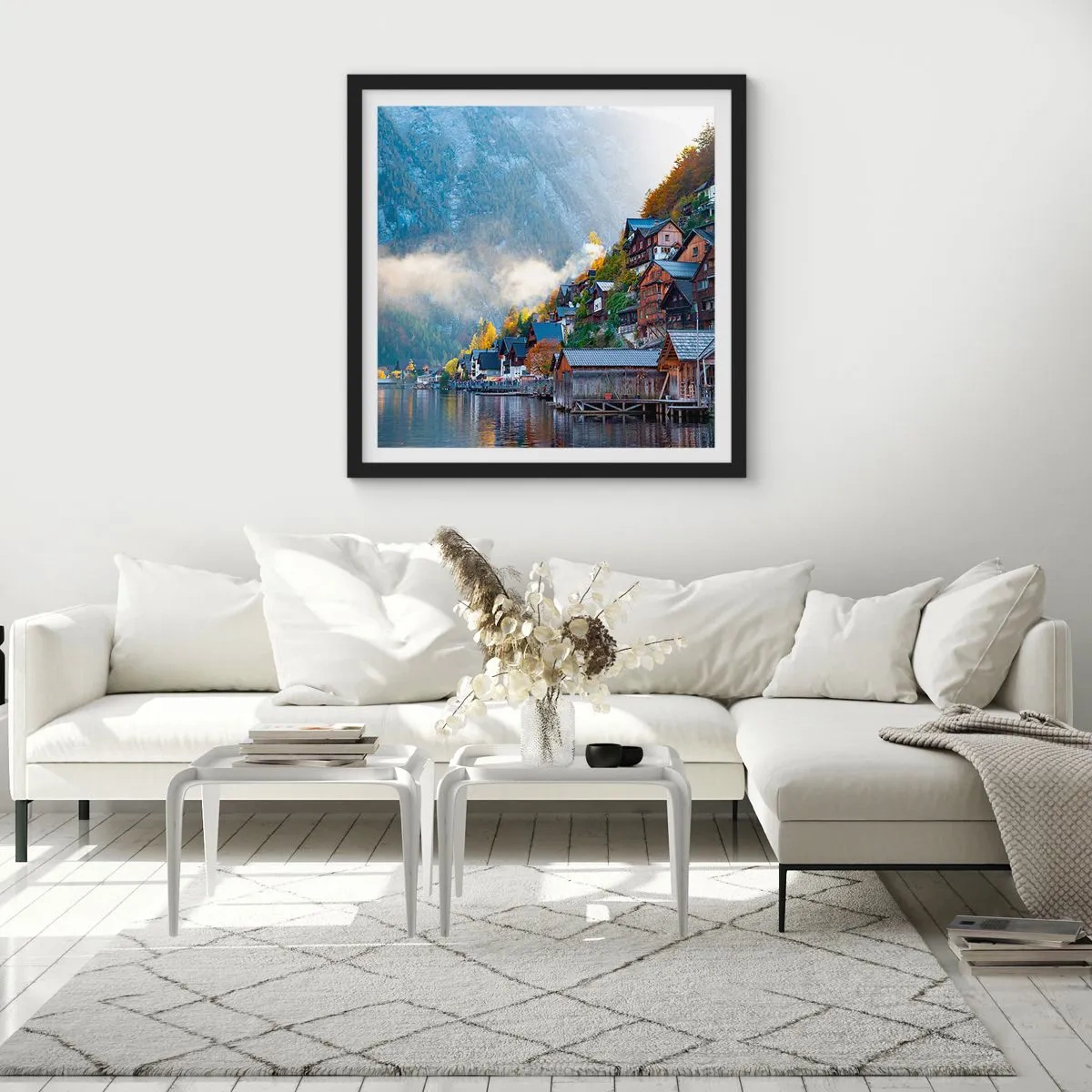 Poster in einem schwarzem Rahmen - Alpenatmosphäre - 30x30 cm