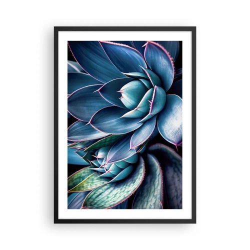 Poster in einem schwarzem Rahmen - Agave in Blau- und Grüntönen - 50x70cm - Lebenskraft - Moderne Wanddekoration für Wohnzimmer und Schlafzimmer ARTTOR