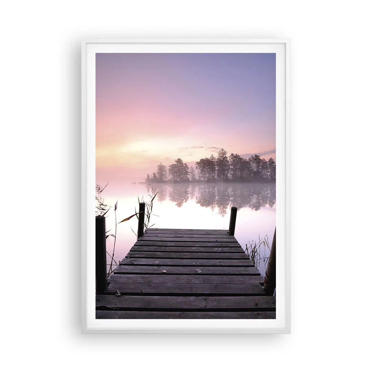 Poster in einem weißen Rahmen - Aus dem lila Nebel ... - 70x100 cm