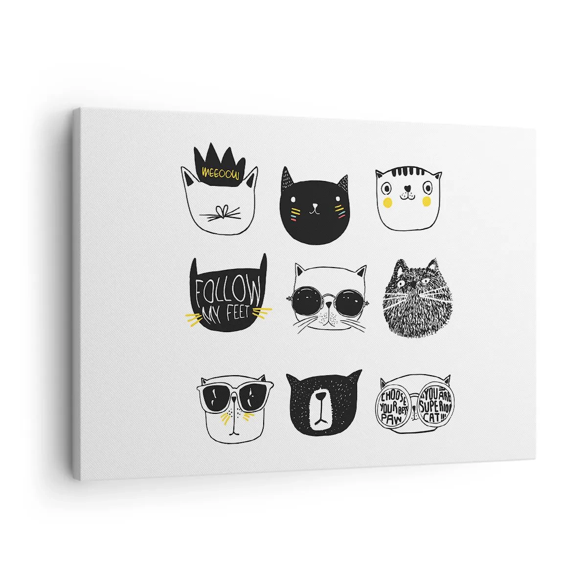 Bild auf Leinwand - Leinwandbild - Stilvolle Katzenillustrationen im minimalistischen Stil - 70x50cm - Jeder andere - Moderne Wanddekoration für Wohnzimmer und Schlafzimmer ARTTOR