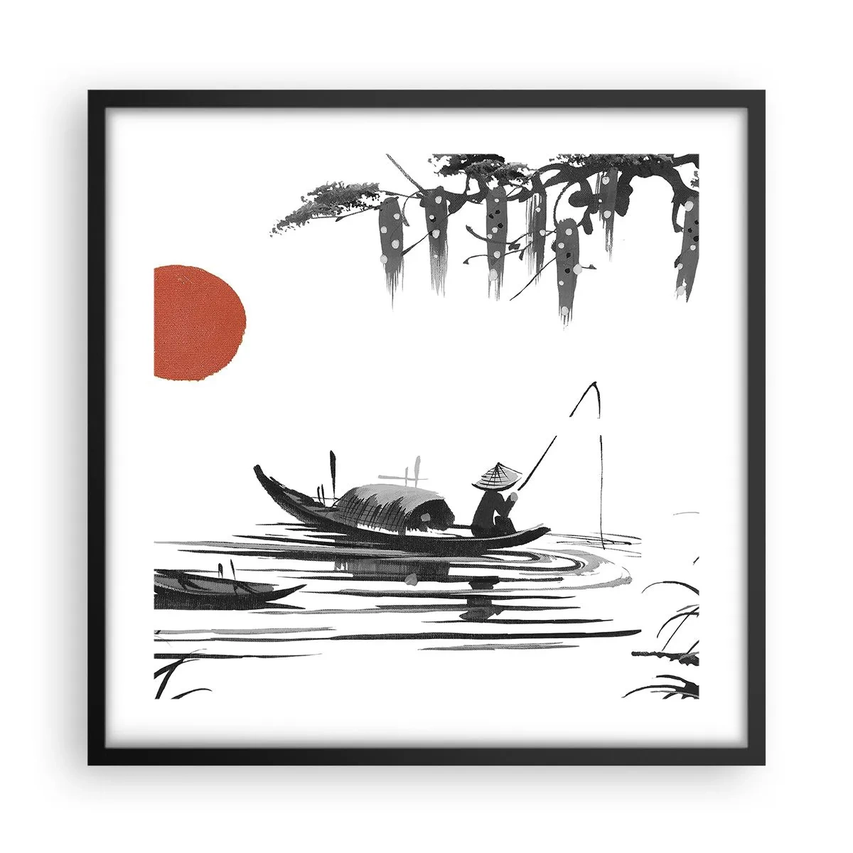 Poster in einem schwarzem Rahmen - Asiatischer Nachmittag - 50x50 cm
