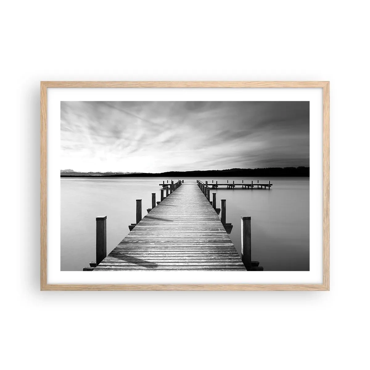 Poster in einem Rahmen aus heller Eiche - An der Wasserstelle - Ruhe - 70x50 cm